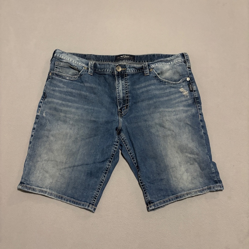 Silver Jeans Zac Shorts Men's 40 Blue Denim Relaxed Fit Grunge Summer Casual